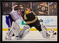 Carey Price and Tim Thomas Signed 20x29 Canvas Framed Dual Signed Action