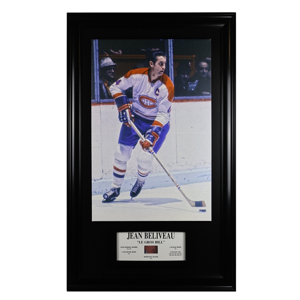 Jean Beliveau Signed Deluxe 45 X 29 Canvas Frame