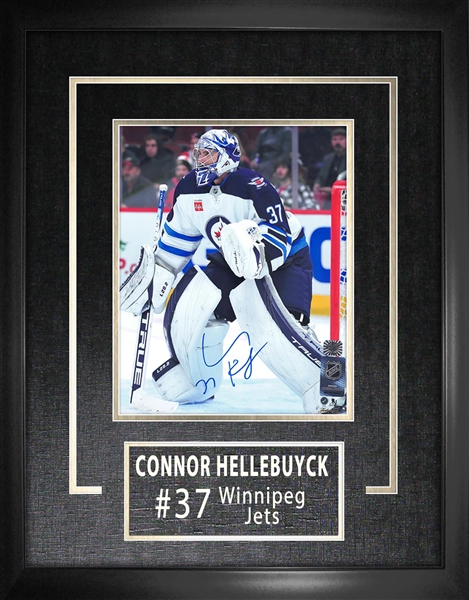 Connor Hellebuyck Winnipeg Jets Signed Framed 8x10 Photo Away