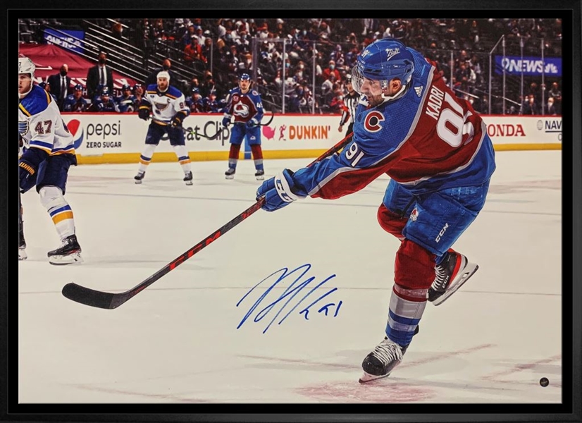 Nazem Kadri Colorado Avalanche Signed Framed 20x29 Shooting Canvas