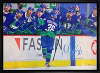 Nils Hoglander Vancouver Canucks Signed Framed 20x29 Goal Bench Celebration Canvas