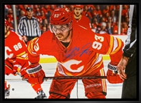 Sam Bennett Calgary Flames Signed 20x29 Faceoff Canvas