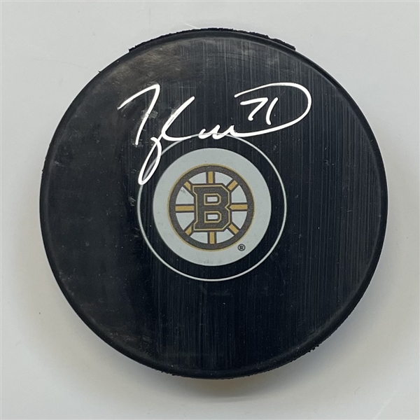 Taylor Hall Boston Bruins Signed Puck "imperfect"