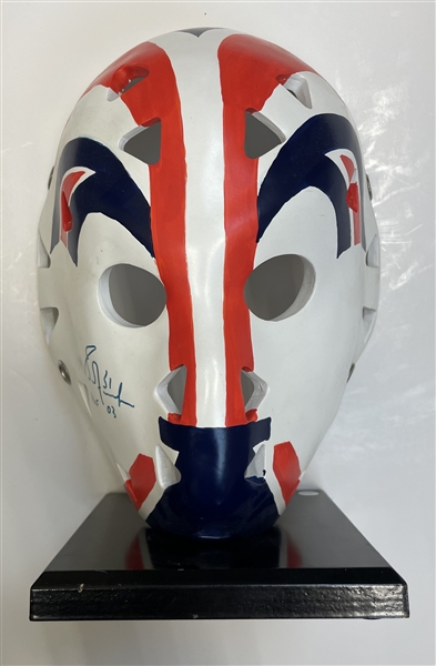 Grant Fuhr Signed w/ HOF 03 Insc Vintage Replica Goalie Mask with Mount "cracked"