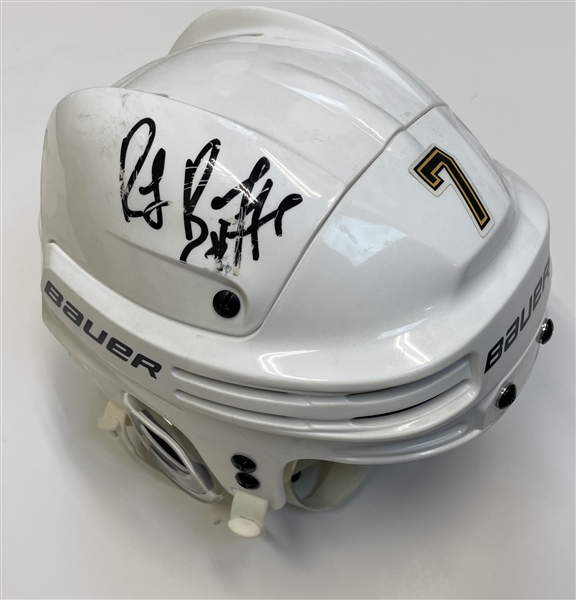 Ray Bourque Signed White Bauer Helmet "imperfect"