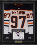 Connor McDavid Signed Framed Jersey Oilers Adidas White