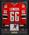 Mario Lemieux Signed 2004 WCOH Canada Red Framed Jersey