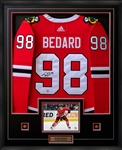 Connor Bedard Signed Jersey Framed Chicago Blackhawks Red Adidas