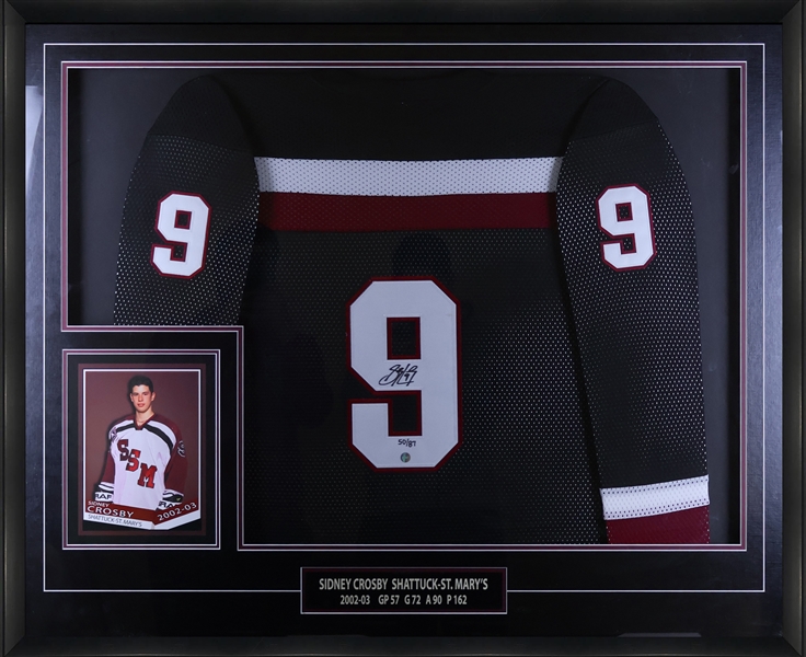 Sidney Crosby Signed Framed Shattuck St. Marys Black Jersey