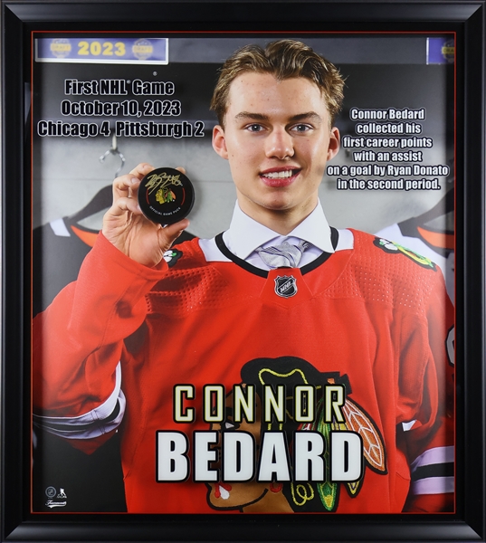 Connor Bedard Signed Puck Deluxe Frame