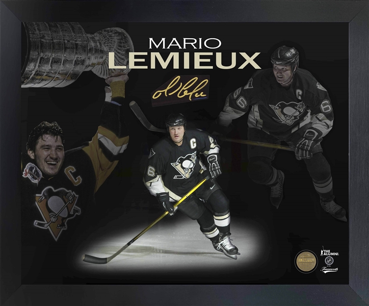 Mario Lemieux Pittsburgh Penguins Signed Framed 16x20 PhotoGlass with Embedded Signature