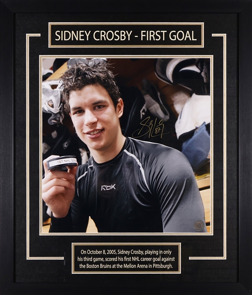 Sidney Crosby First NHL Goal Signed Photo Deluxe Frame