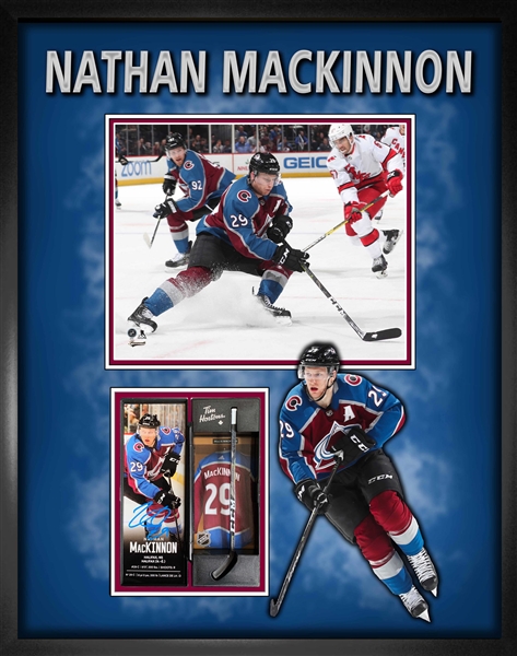 Nathan MacKinnon Colorado Avalanche Signed Framed Tim Hortons Mini-Stick Display with 8x10 Photo