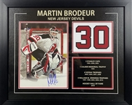 Martin Brodeur Signed Framed Photo w/ Patch + Career Achievments