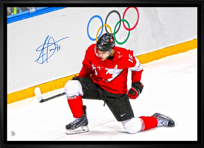 Jonathan Toews Signed 20x29 Canvas Framed Canada Celebration