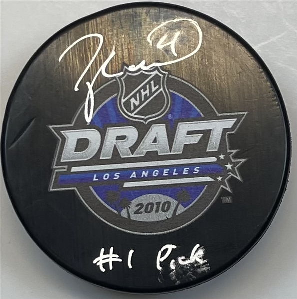 Taylor Hall Inscribed Signed Puck "imperfect"