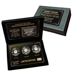 Sidney Crosby Signed Pittsburgh Penguins 100th Goal, 500th Pt and 1000th Pt Pucks in Deluxe Case (Limited Edition of 87)