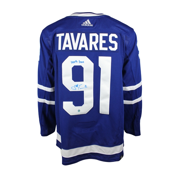 John Tavares Signed Jersey Toronto Maple Leafs Blue Adidas with "1000th Game" Inscription