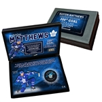 Auston Matthews Signed Puck in Deluxe Case Maple Leafs 300th Goal LE of 34