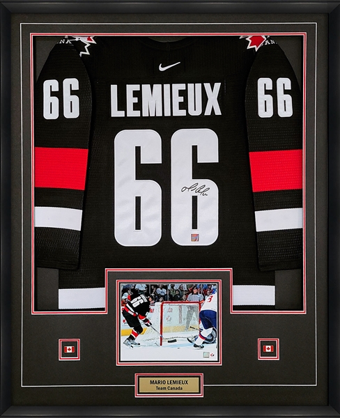 Mario Lemieux Signed Framed Jersey 2004 World Cup of Hockey Alternate Nike