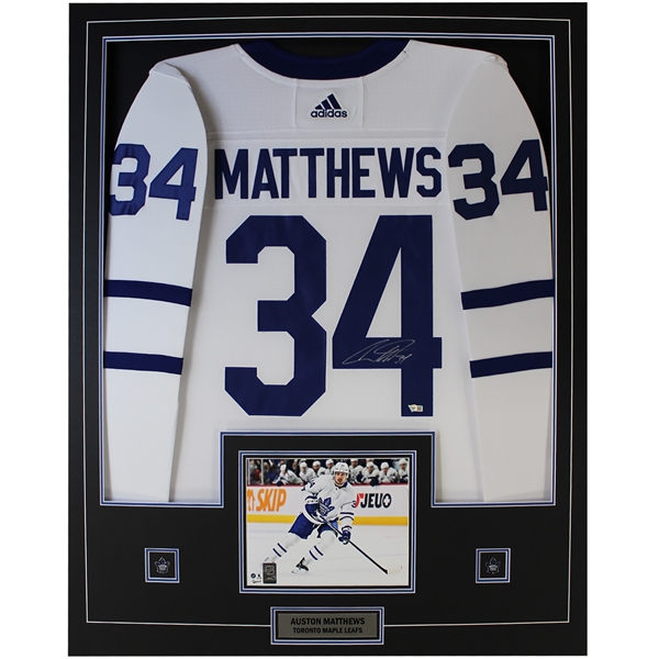 Auston Matthews Signed Framed Jersey Toronto Maple Leafs Away Adidas Authentic 