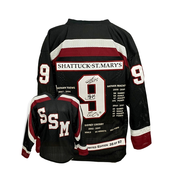 S. Crosby, N. MacKinnon, J. Toews Multi-Signed Jersey Shattuck St. Marys Home Milestone (Limited Edition of 87)