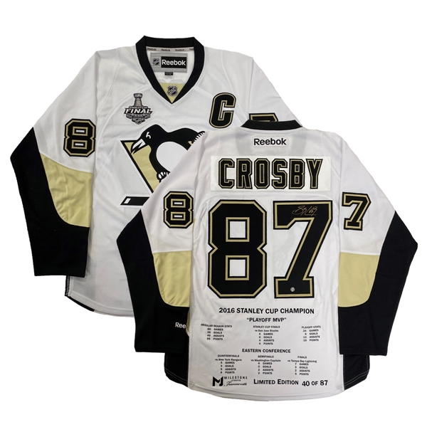 Sidney Crosby Signed Jersey Pittsburgh Penguins Away 2016 Stanley Cup Reebok Milestone (Limited Edition of 87)