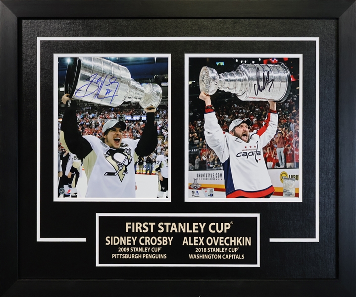 Sidney Crosby and Alexander Ovechkin Framed Signed Double 8x10 First Stanley Cups 