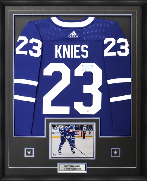 Matthews Knies Signed Framed Jersey Toronto Maple Leafs Home Adidas Authentic