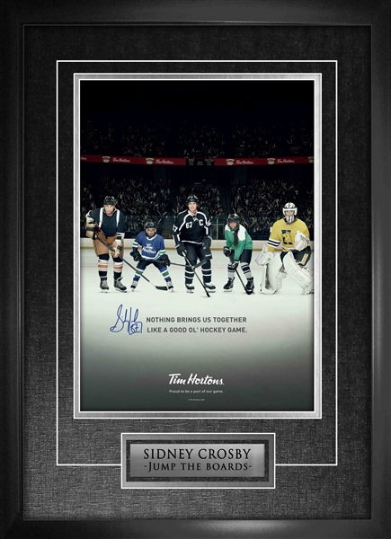 Sidney Crosby Signed Framed Print Pittsburgh Penguins Jump the Boards 