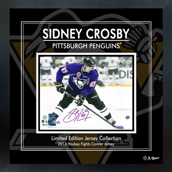 Sidney Crosby Signed Framed 8x10 Deluxe PhotoGlass Pittsburgh Penguins 2013 Hockey Fights Cancer (Limited Edition of 7)