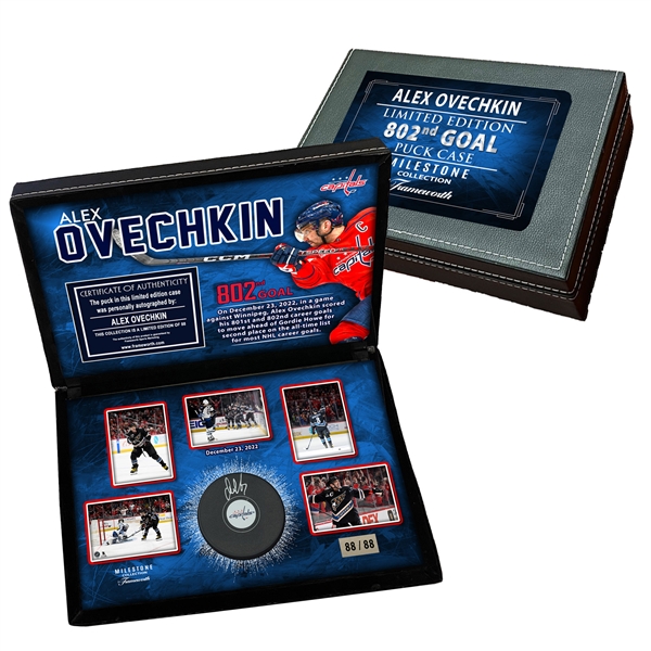 Alex Ovechkin Signed Puck Washington Capitals in Deluxe Case "802nd Goal" (Limited Edition of 88)