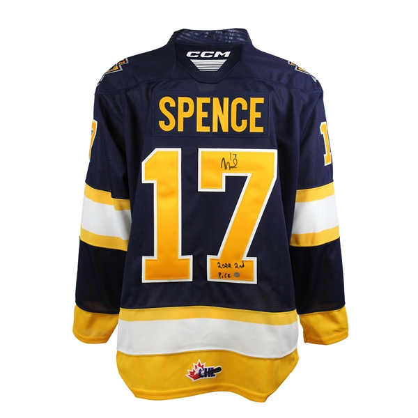 Malcolm Spence Signed Jersey Erie Otters CCM Replica Home with "2022 2nd Pick" Inscription