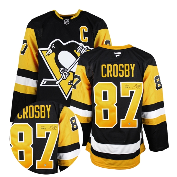 Sidney Crosby Signed Jersey Penguins Fanatics Premium Home Hand-Inscribed "1600 Points"