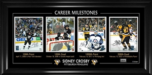 Sidney Crosby Four Individually Signed 8x10s Pittsburgh Penguins Milestones 100th Point, 100th Goal, 1000th Point, and 500th Goal (Limited Edition of 87)