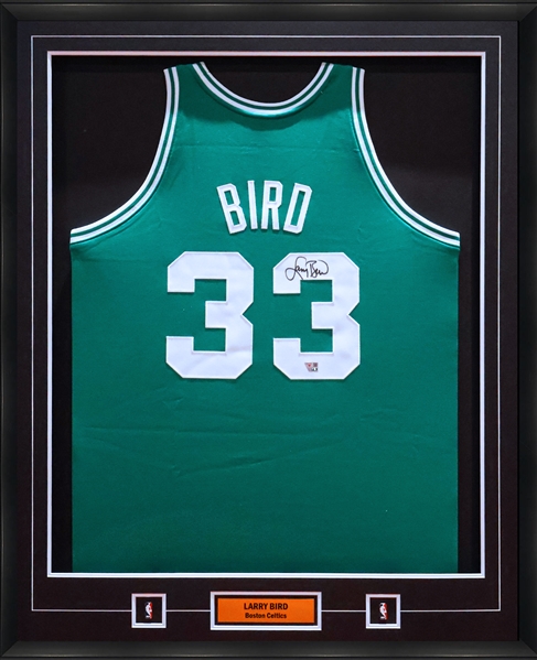 Larry Bird Signed Framed Jersey Boston Celtics Authentic Mitchell and Ness