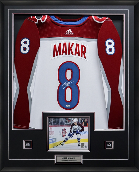 Cale Makar Signed Framed Jersey Colorado Avalanche Adidas Authentic Away