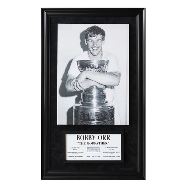 **NEW RELEASE** Bobby Orr 20x29 Canvas Embedded into a 28 x 44 Frame with a Hand-signed Embedded Signature 