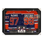 Wayne Gretzky Signed Oilers CCM Vintage and Connor Mcdavid Signed Oilers Adidas Auth Double Framed Jersey