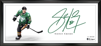 **New Release** Sidney Crosby Signed 18x44 Framed Print Penguins St. Patricks Jersey Oversize Signature (Limited Edition)