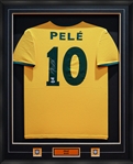 Pele Signed Framed Jersey Brazil