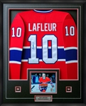 Guy Lafleur Signed Framed Montreal Canadiens Jersey Home