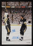 Sidney Crosby and Kris Letang Signed 20X29 Canvas Framed Celebration (Limited Edition of 87)