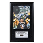Mario Lemieux 20x29 Canvas Embedded into a 28 x 44 Frame with a Hand-signed Embedded Signature