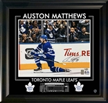Auston Matthews Signed 16x20 Framed Photoglass Toronto Maple Leafs Celebration