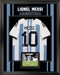 Lionel Messi Back Signed Framed Argentina 2022 Home Shirt 2 Star Edition