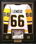**Out of the Vault** Mario Lemieux Signed Framed Pittsburgh Penguins CCM White Jersey