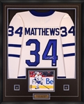 Auston Matthews Signed Jersey Framed Toronto Maple Leafs White Fanatics Breakaway