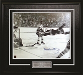 Bobby Orr Boston Bruins Signed 16x20 "The Goal" Black and White Framed Photo