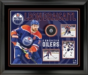 Leon Draisaitl Signed Puck in a PhotoGlass Frame Edmonton Oilers